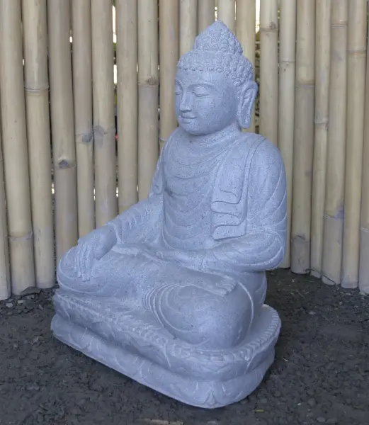 Product image 3 of the product “Seated Buddha made of Riverstone in Bhumisparsha - gesture of touching the earth. 64 cm height. ”